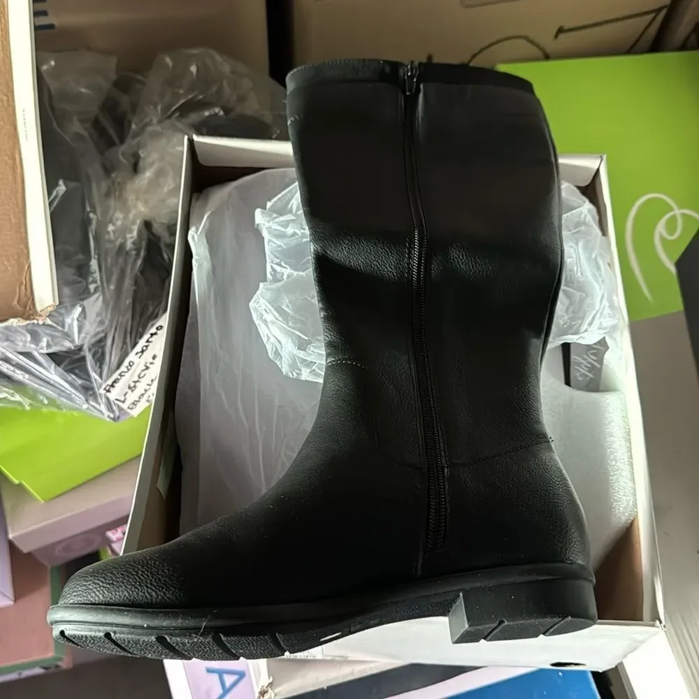 Style & Co. Womens Olliee Faux Leather Tall Knee-High Boots (WIDE CALF)